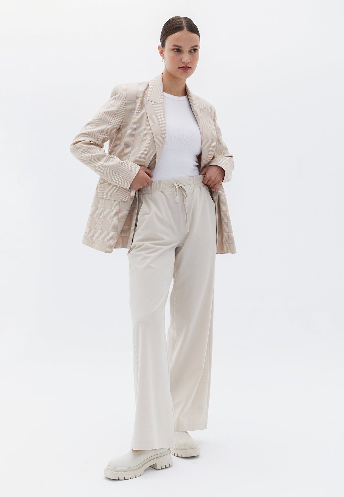 Crossover Oversize Long Sleeve Jacket - FRENCH OAK CHECK