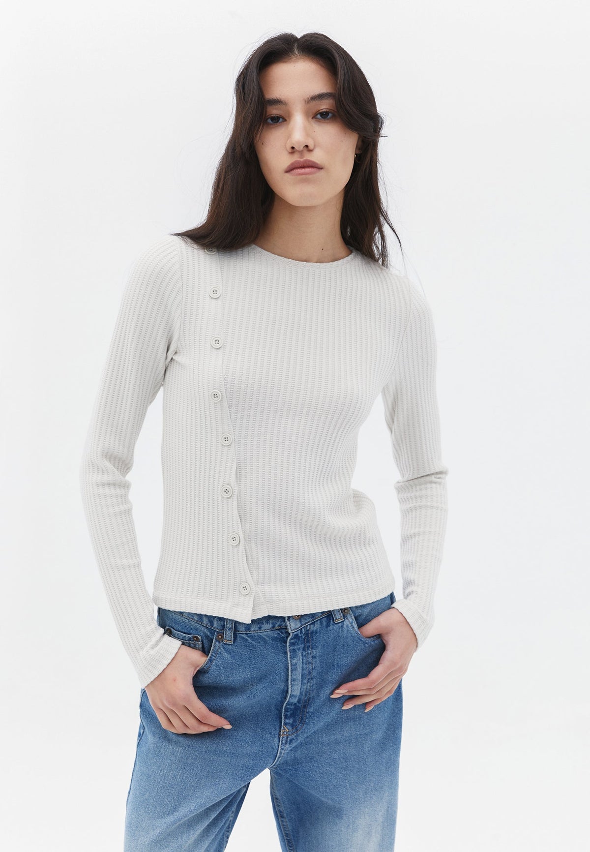Sweater With Button Details And Boat Neckline - FRENCH OAK