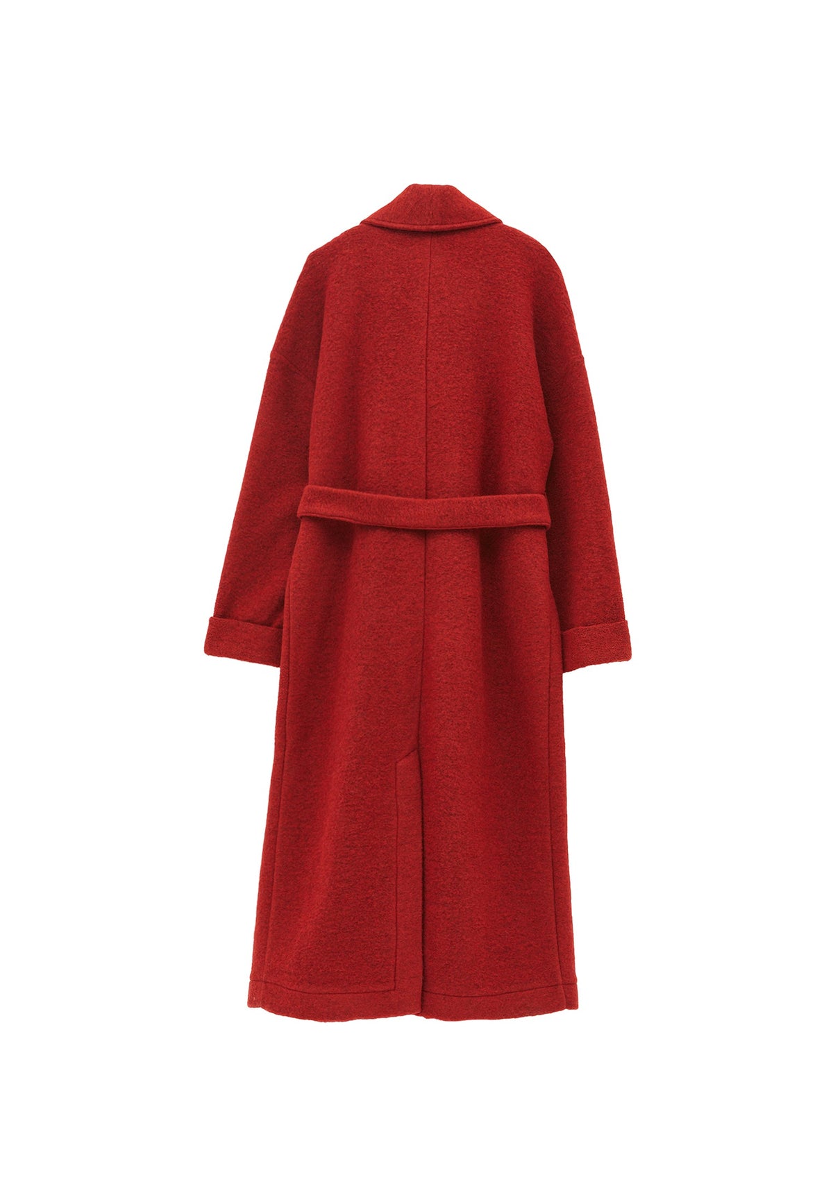 Long Coat With Shawl Collar And Belt Detail - FRIED BRICK