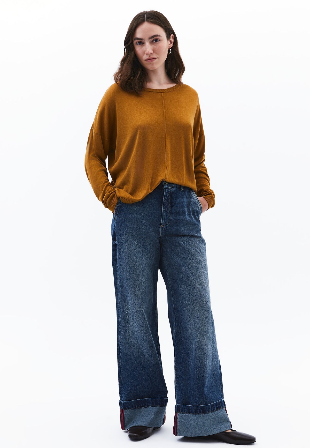 Winter Boat Neck Sweater - GOLDEN BROWN