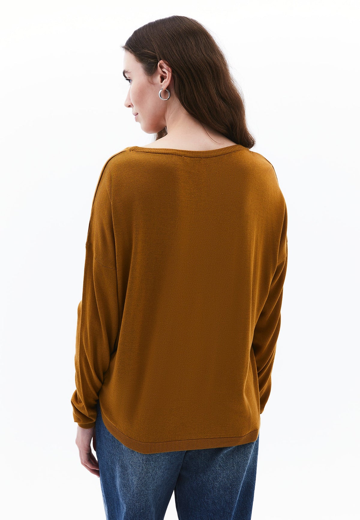 Winter Boat Neck Sweater - GOLDEN BROWN