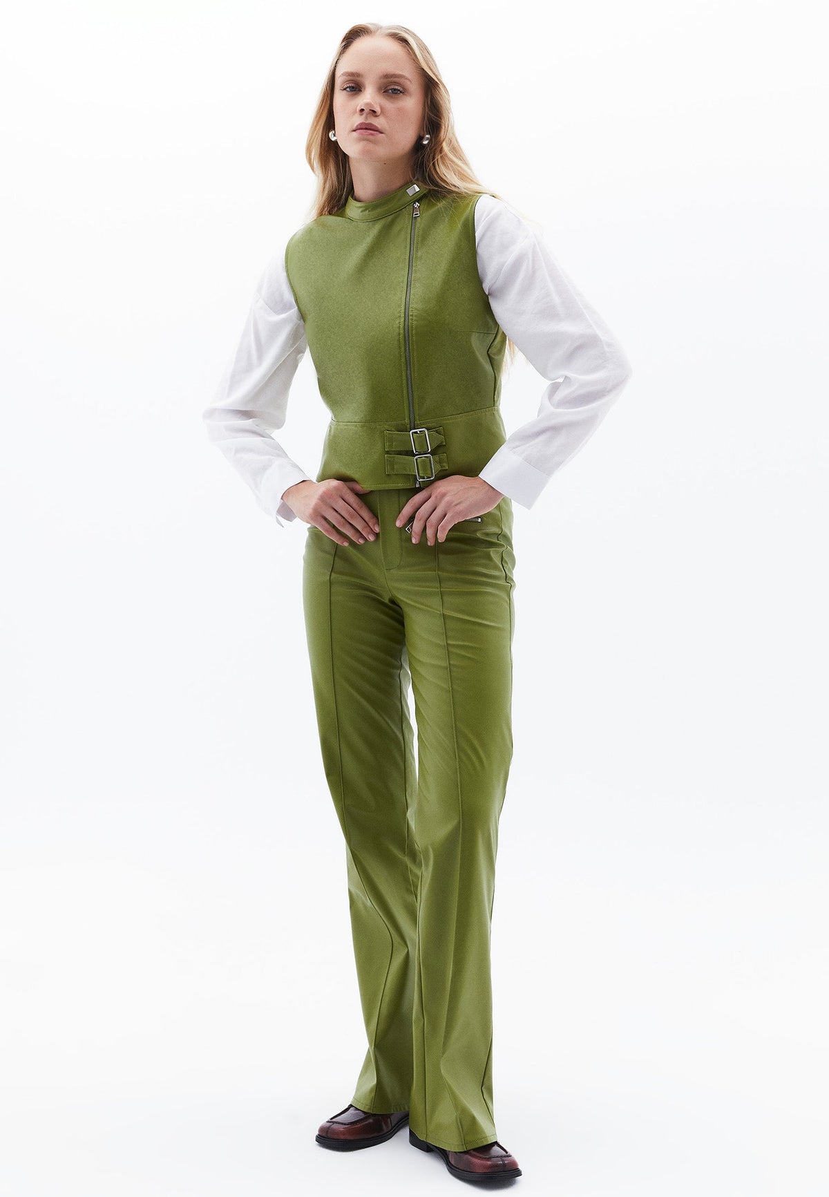 Women Bottom Wear Regular Waist Flared Trousers - GOLDEN CYPRESS