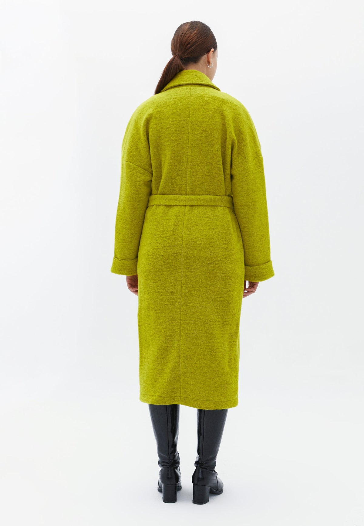 Oversize Long Belted Coat - GOLDEN OLIVE