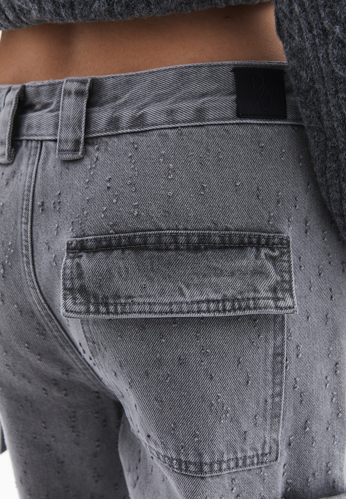 Skater Low Waist Wide Leg Pants - GREY DENIM