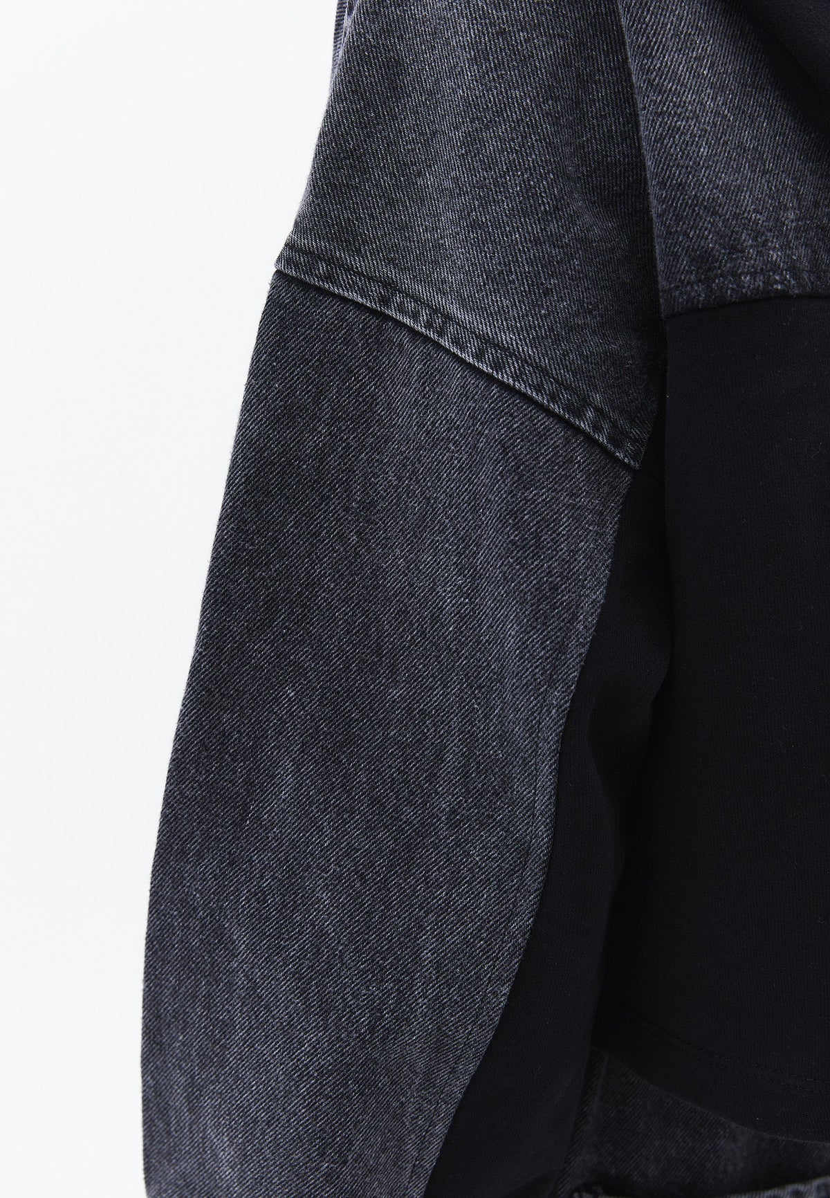 Asymmetric Oversize Cropped Sweatshirt - GREY DENIM