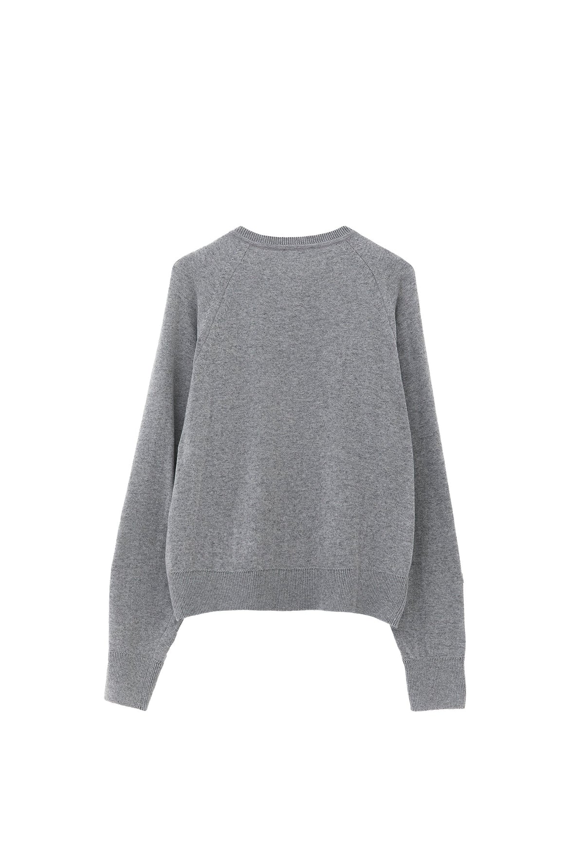 V Neck Raglan Sleeve Knit Sweater - GREY MELANGE