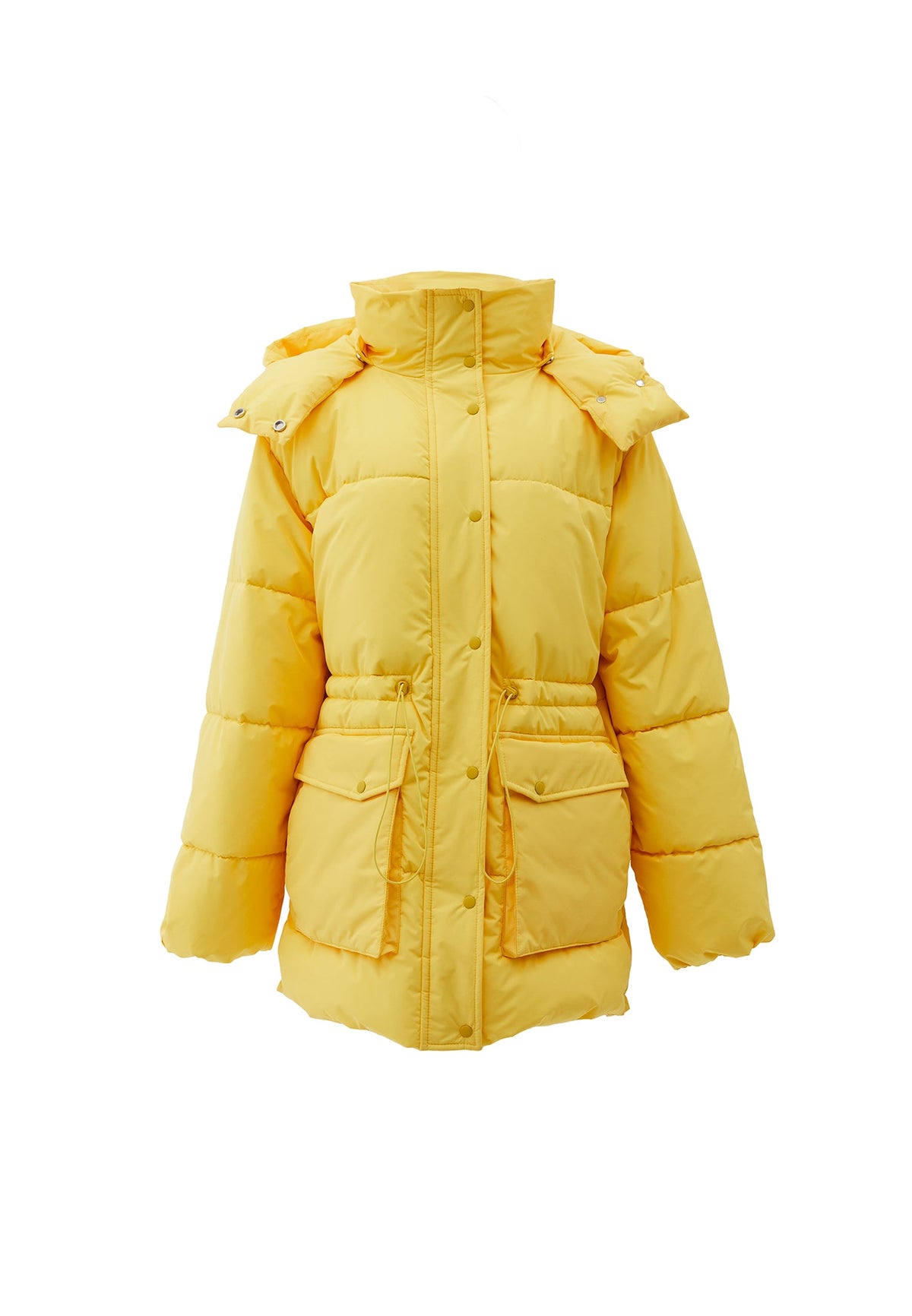 Midi Length Hooded Coat - HABANERO GOLD