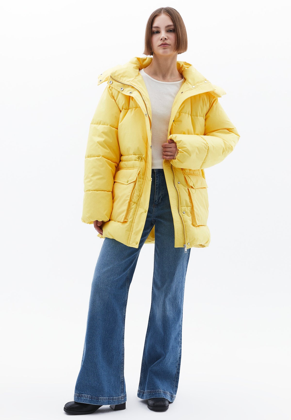 Midi Length Hooded Coat - HABANERO GOLD