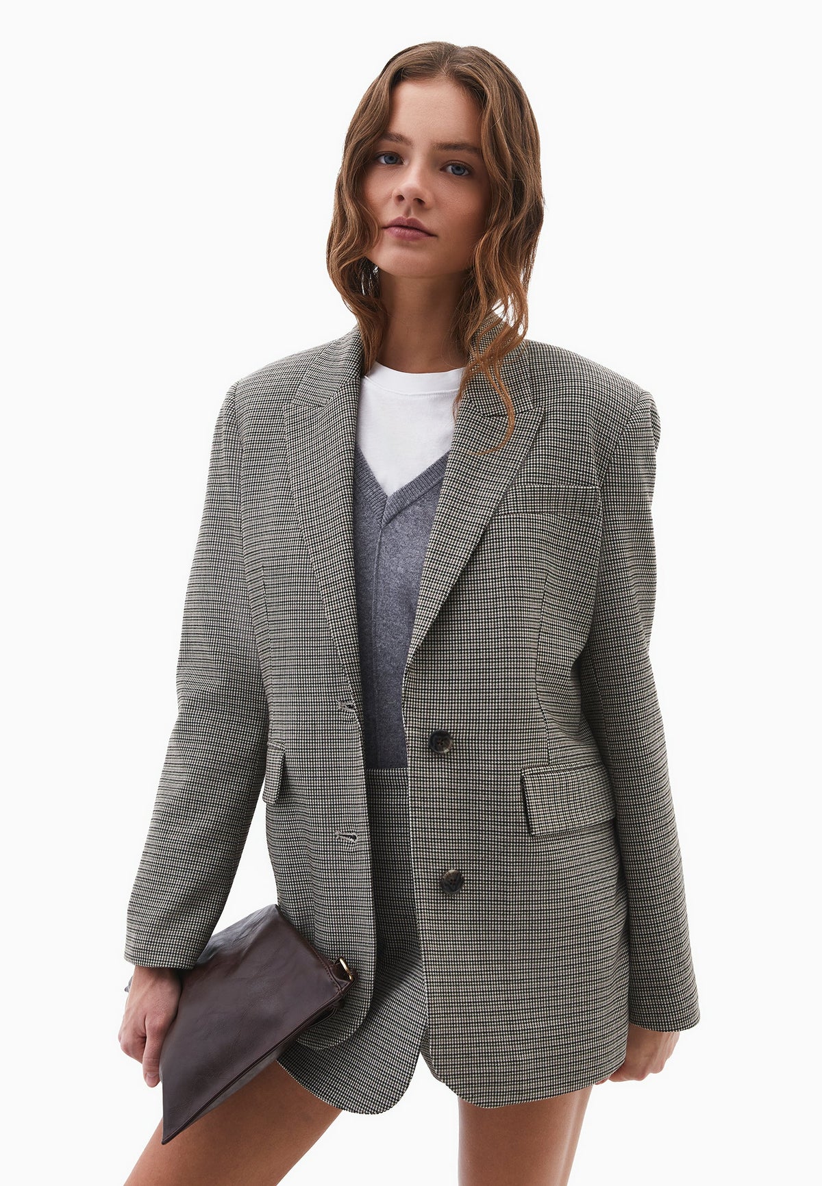 Pocket Detailed Boyfriend Blazer Jacket - HOUNDSTOOTH COMB
