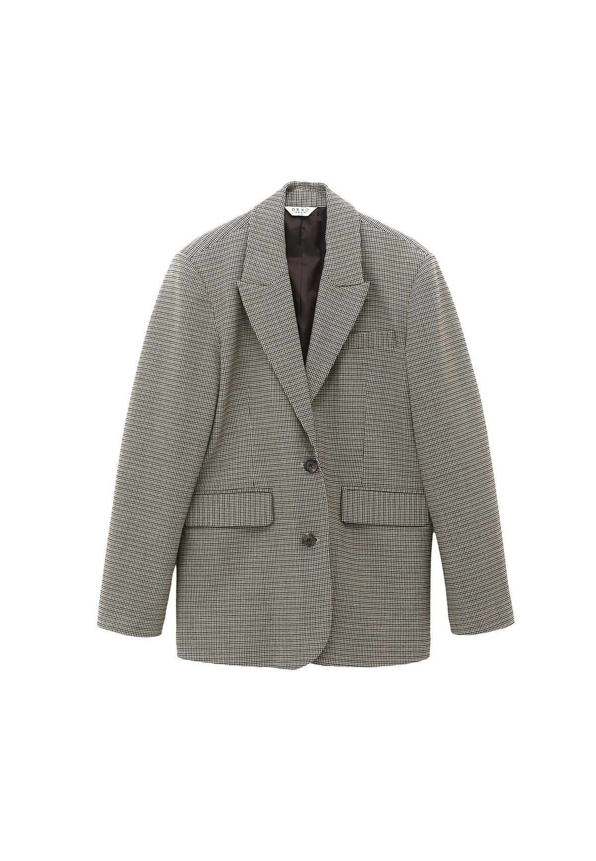 Pocket Detailed Boyfriend Blazer Jacket - HOUNDSTOOTH COMB