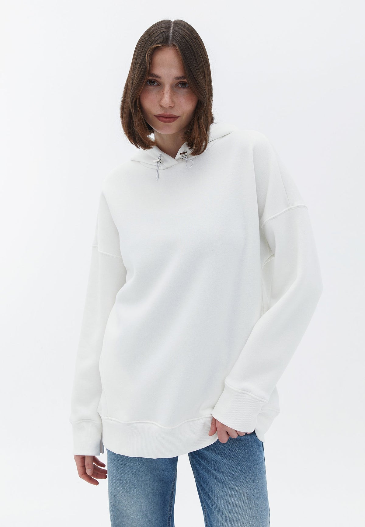 Crew Neck Long Sleeve Sweatshirt With Pocket Detail - ICE MILK