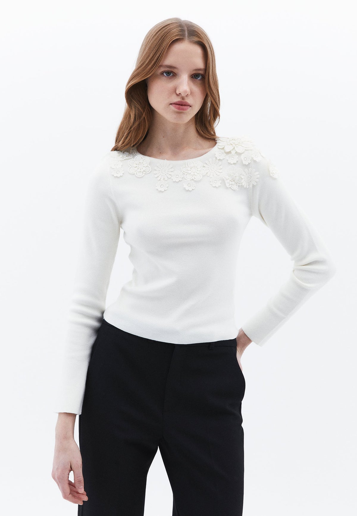 Boat Neck Raglan Sleeve Sweater - ICE MILK