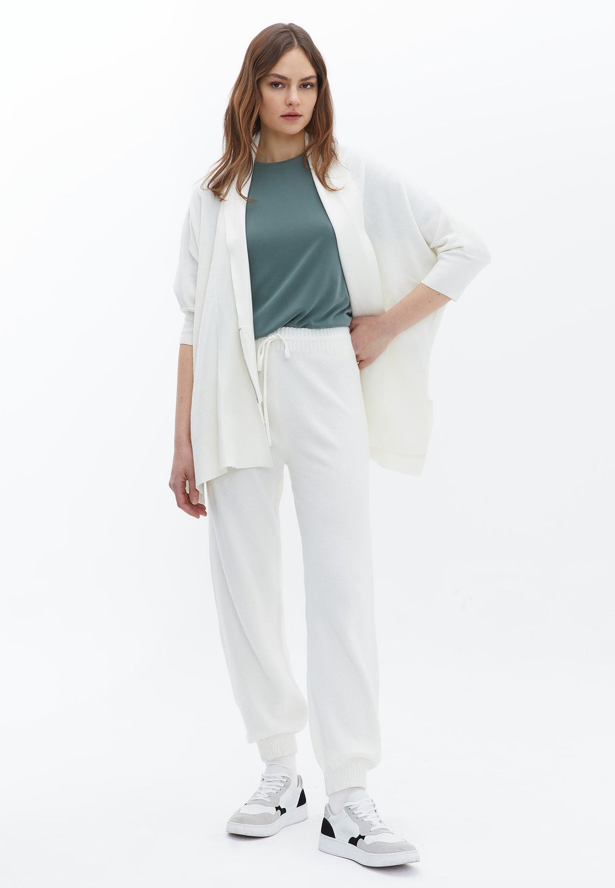 High Waist Jogger Pants - ICE MILK