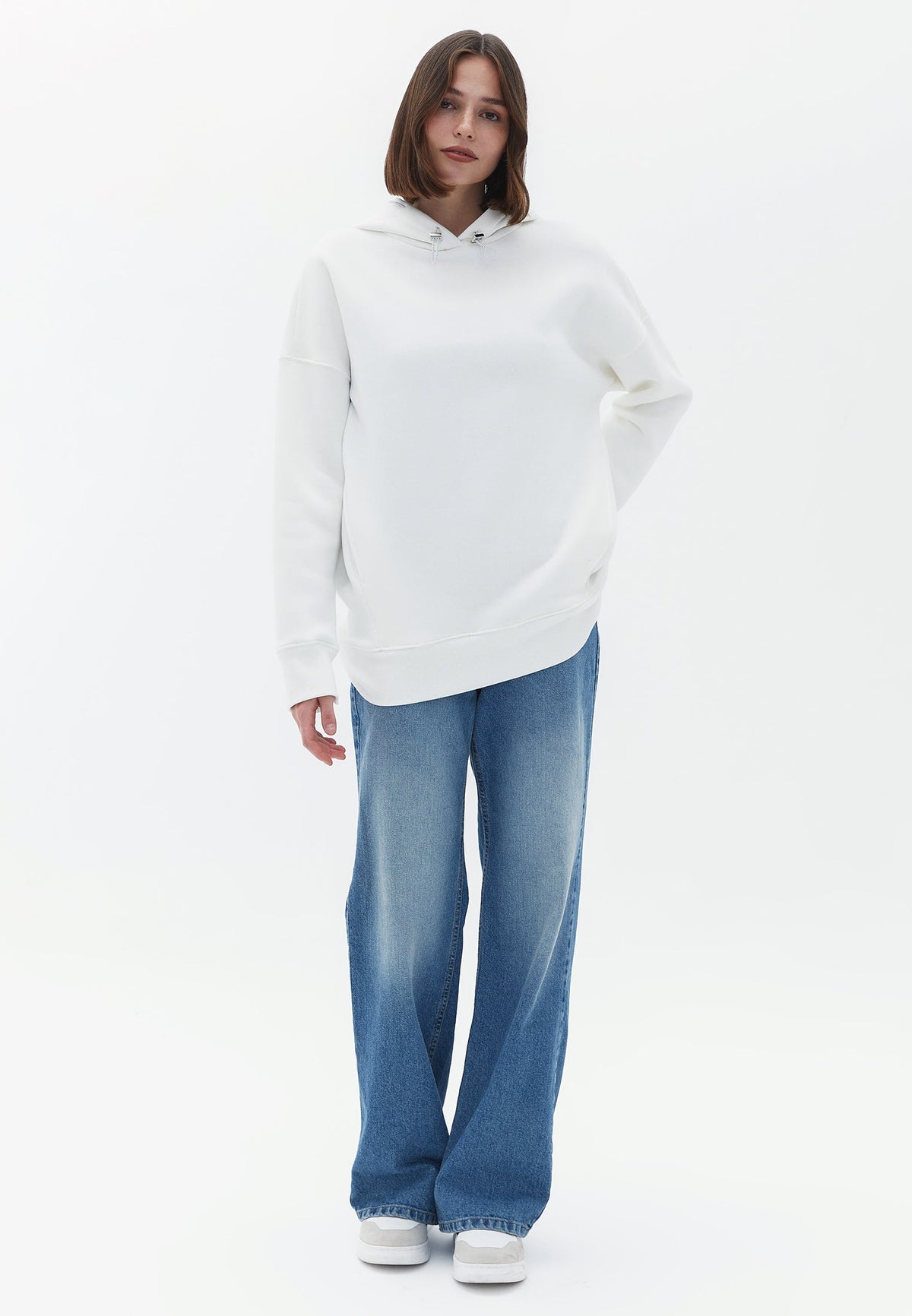 Crew Neck Long Sleeve Sweatshirt With Pocket Detail - ICE MILK