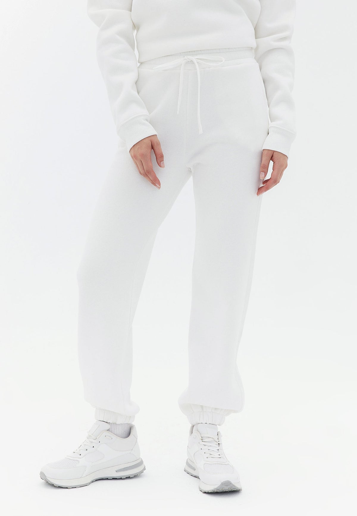 High Waisted Jogger Pants With Pocket Detail - ICE MILK
