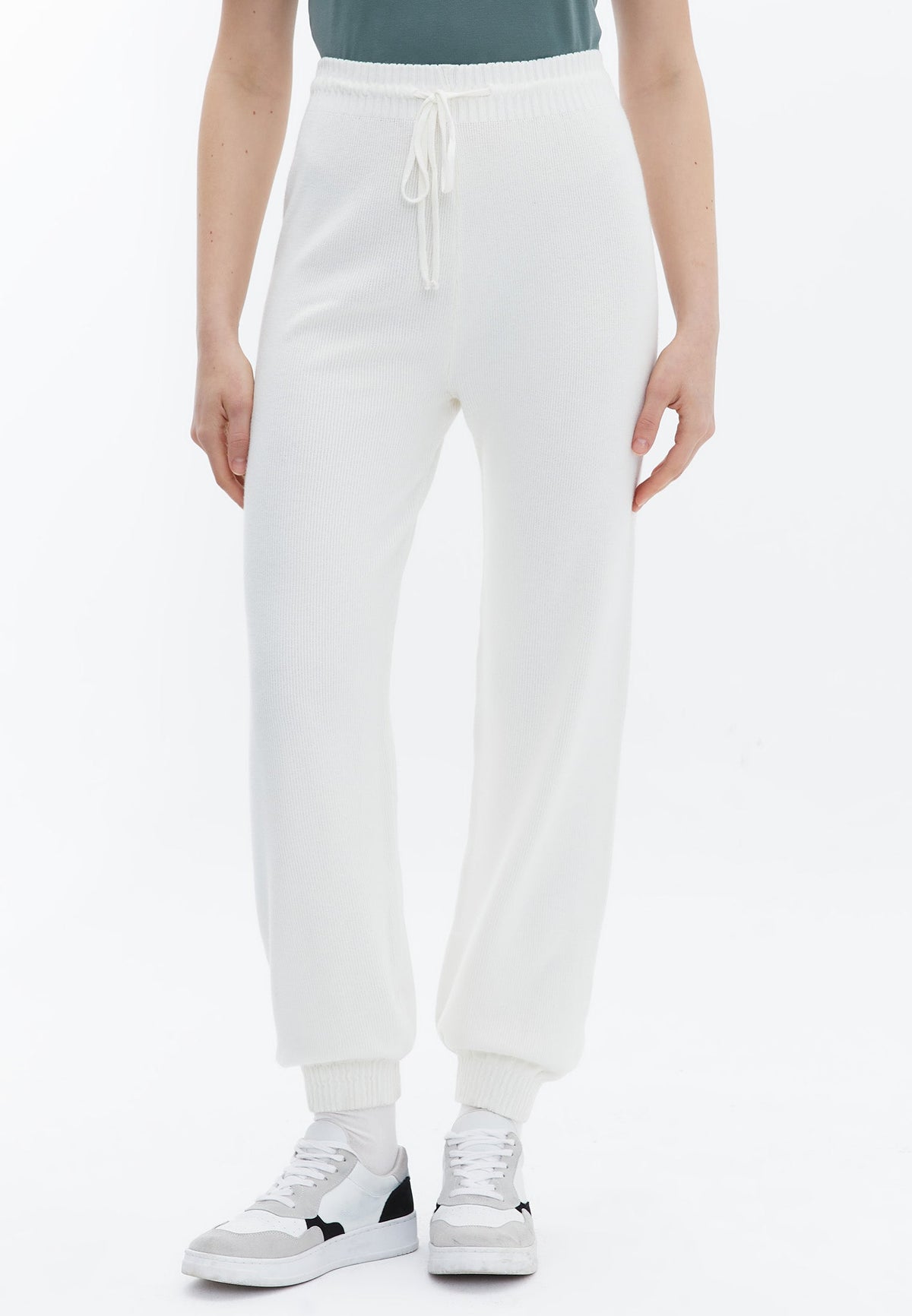 High Waist Jogger Pants - ICE MILK