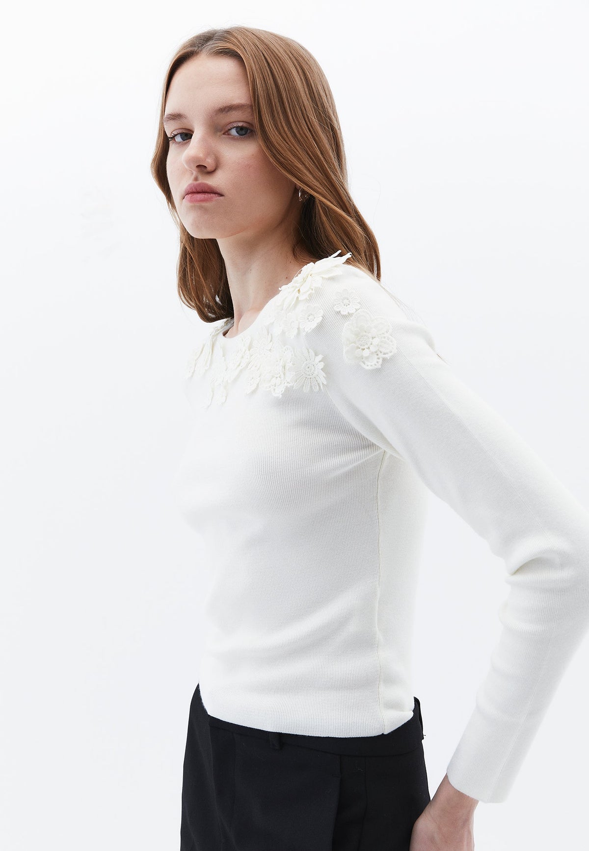 Boat Neck Raglan Sleeve Sweater - ICE MILK