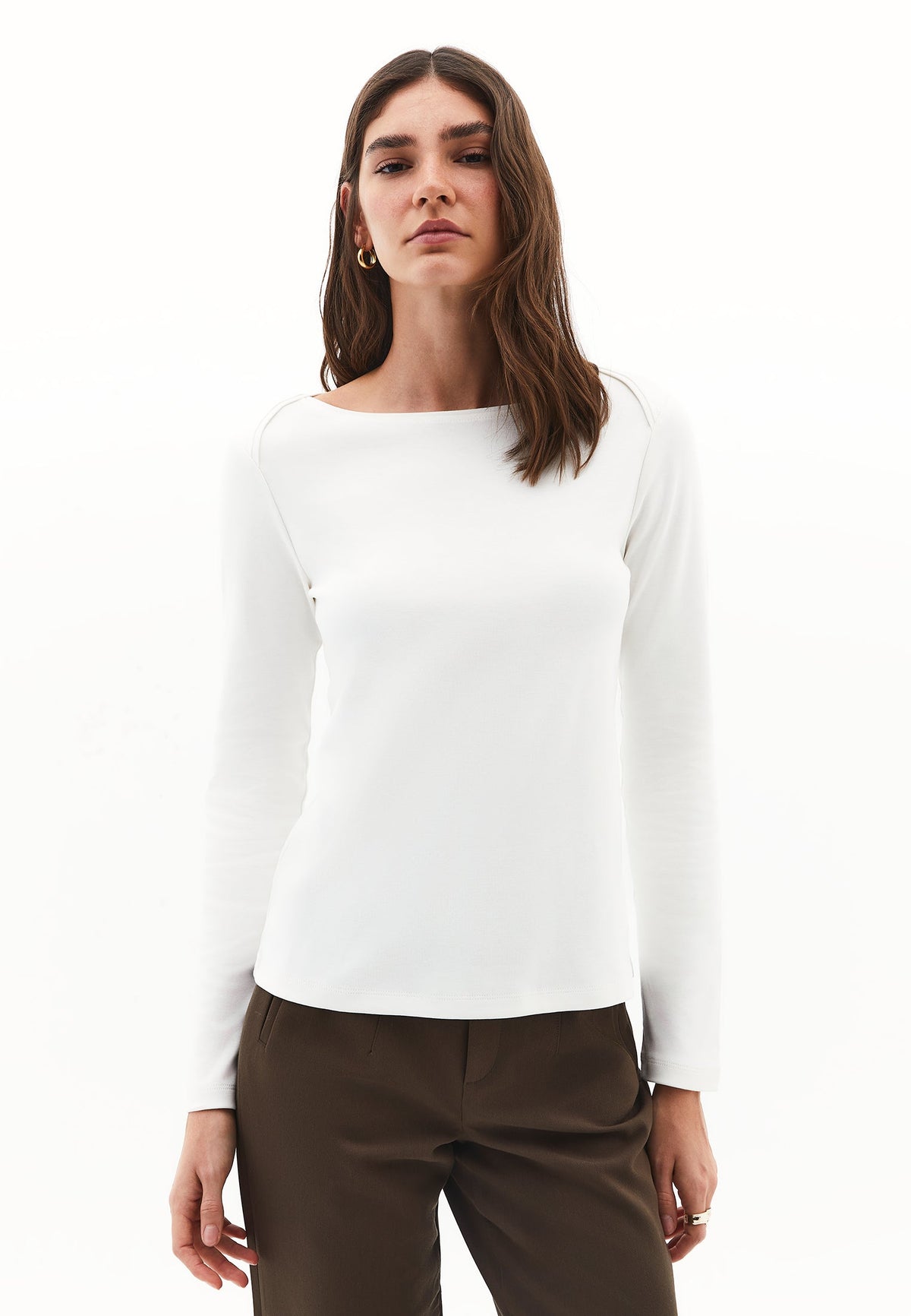 Boat Neck T-Shirt - ICE MILK
