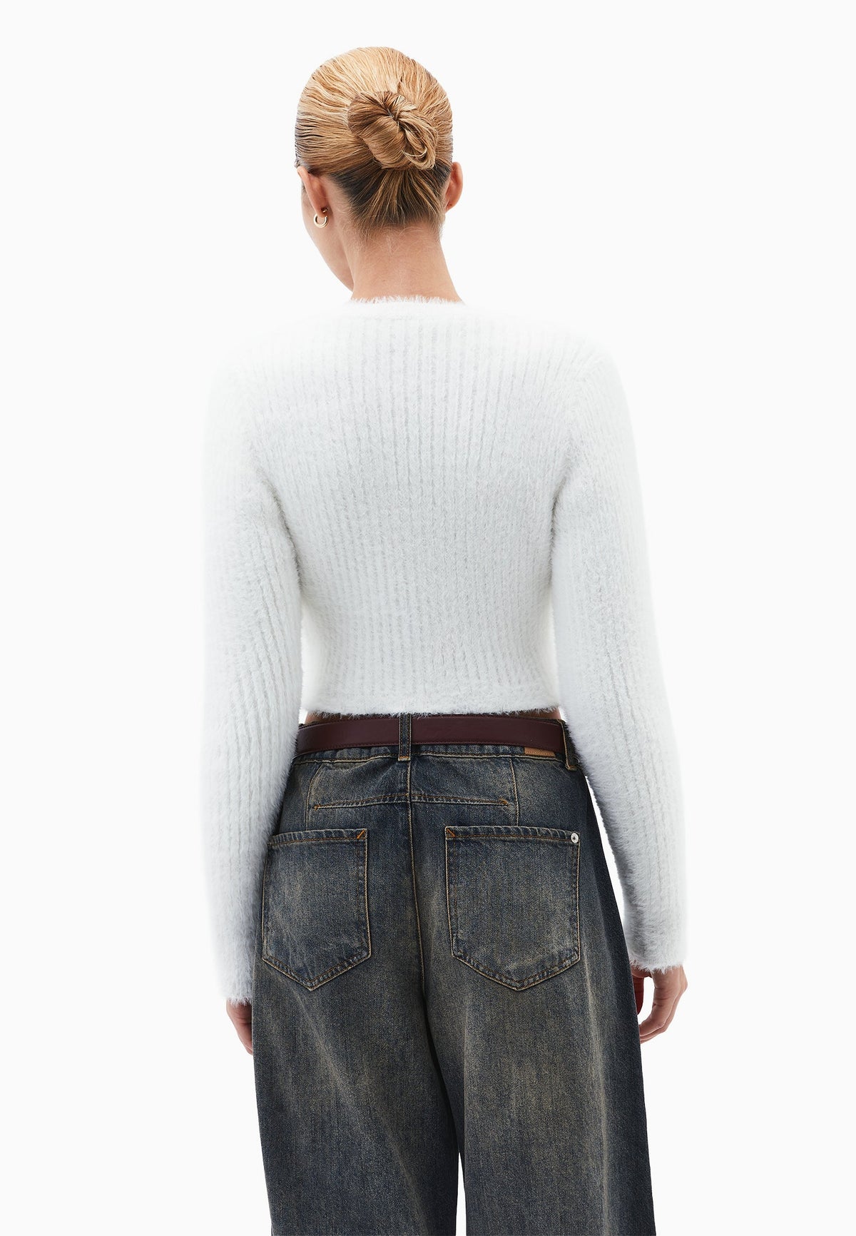 Crew Neck Long Sleeve Sweater - ICE MILK