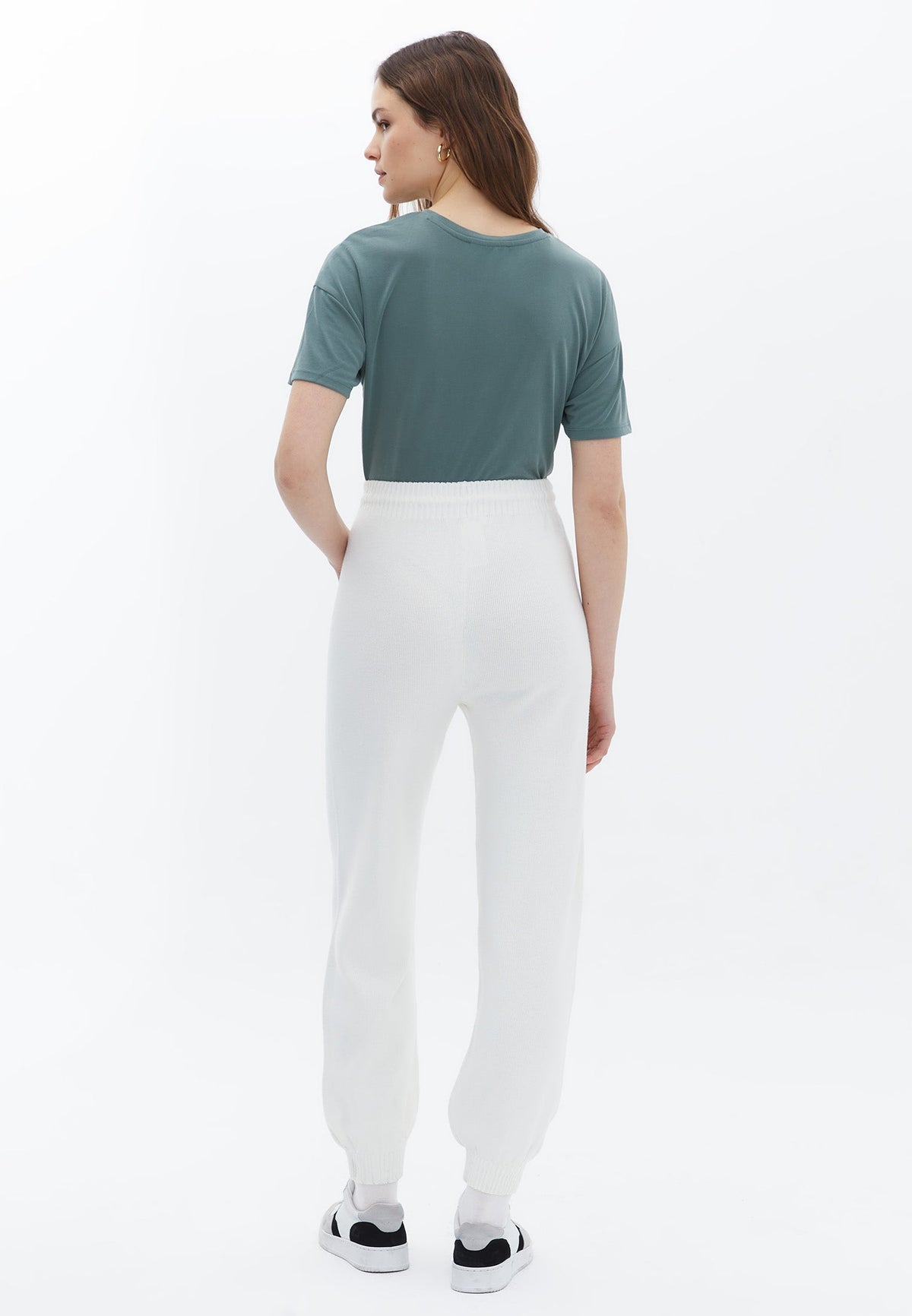High Waist Jogger Pants - ICE MILK