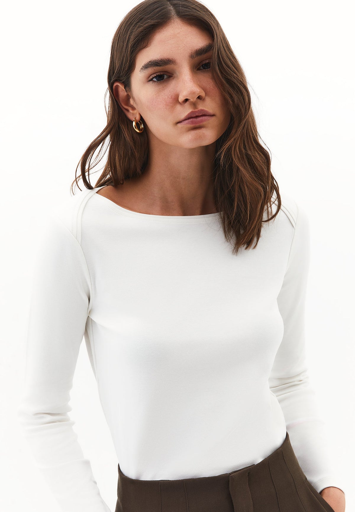 Boat Neck T-Shirt - ICE MILK