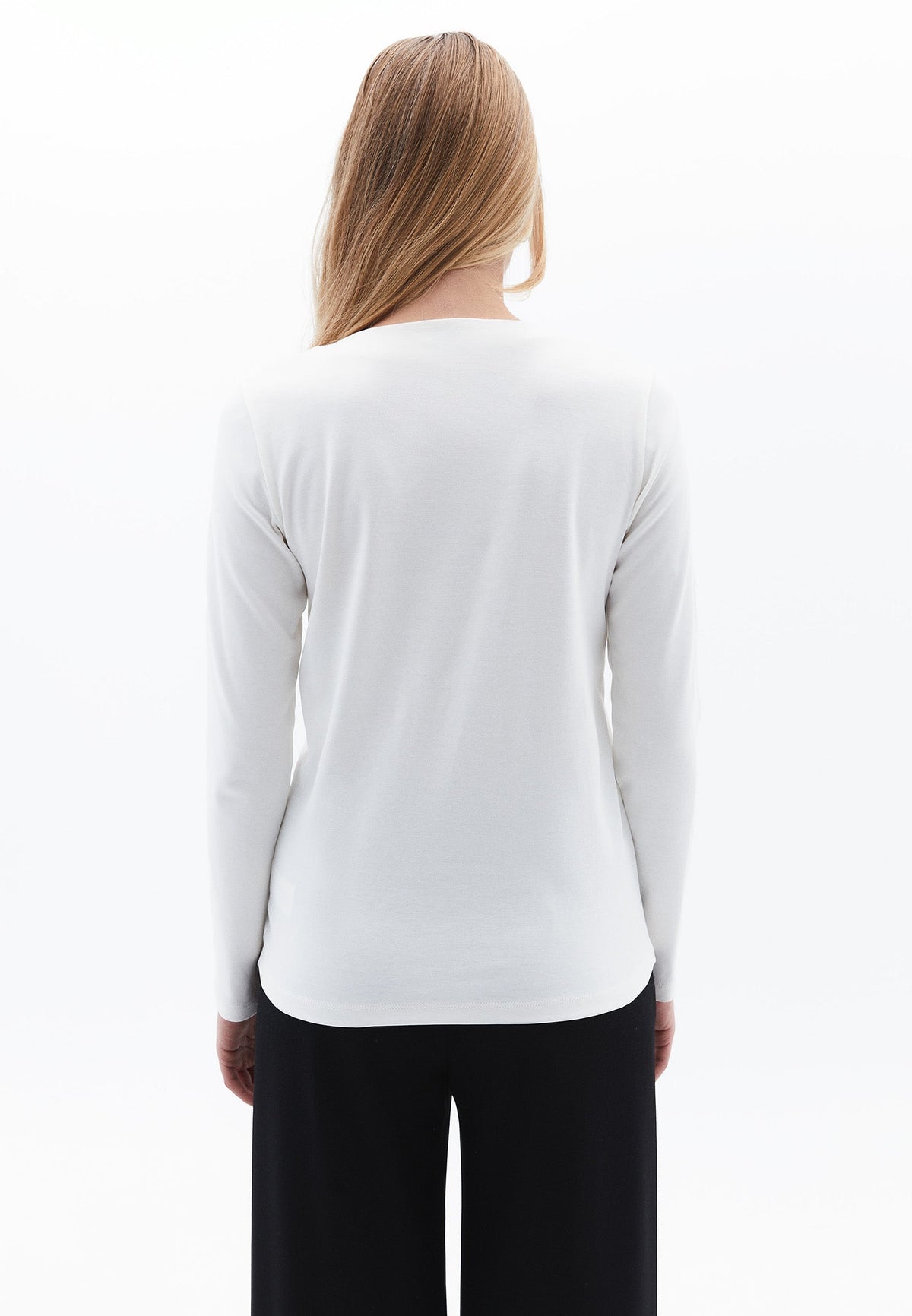 Crew Neck Long Sleeve Sweatshirt - ICE MILK