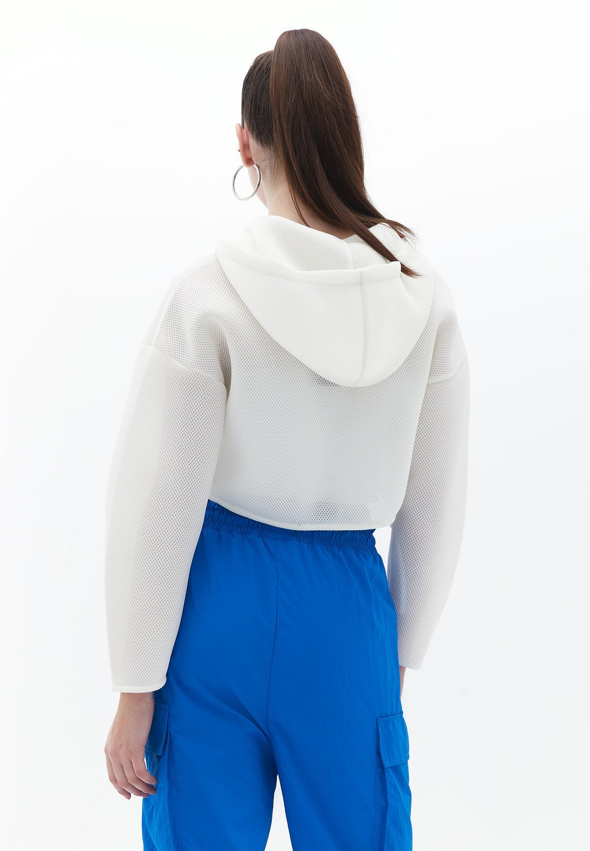Crop Zip-Up Long Sleeve Cardigan - ICE MILK