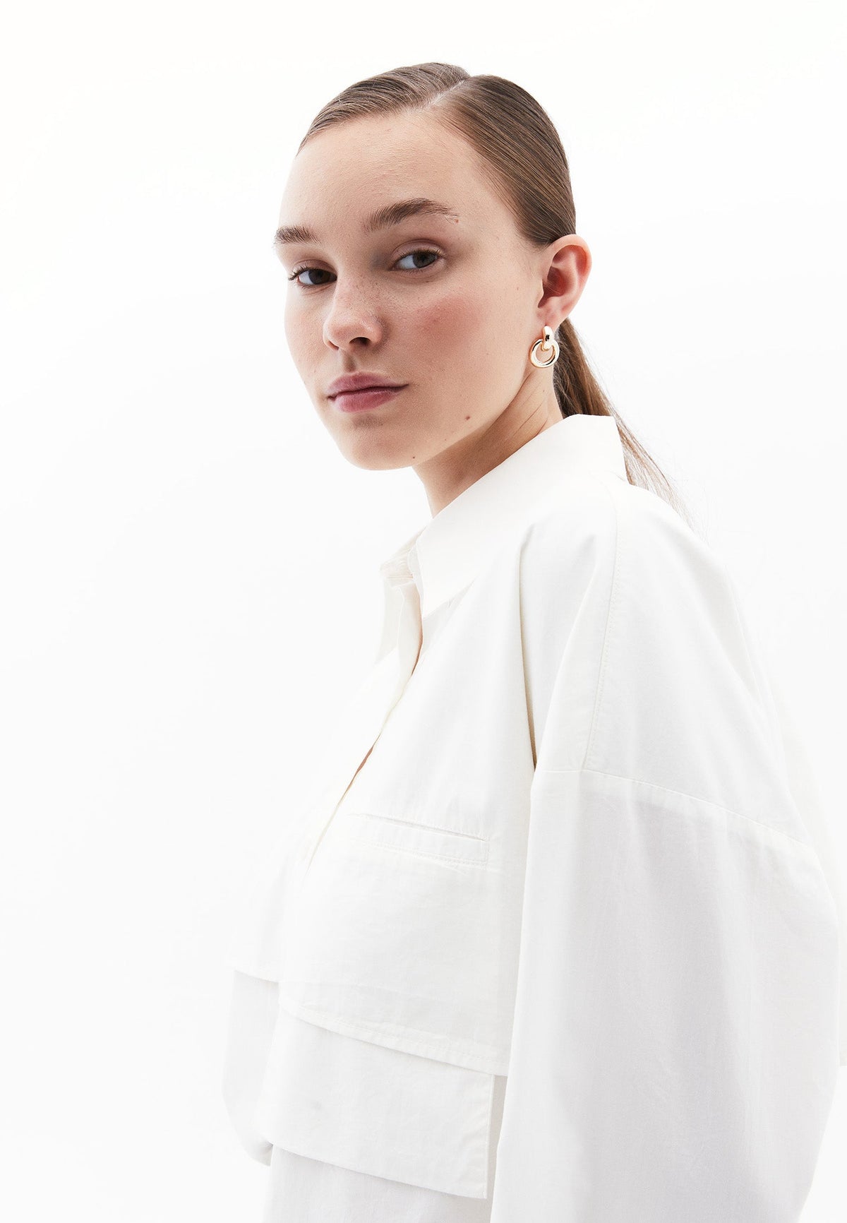 Loose Fit Tunic Shirt With Pocket Detail - ICE MILK