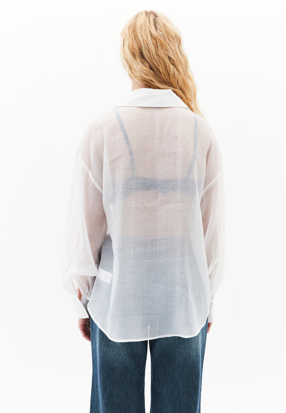 Loose Shirt With Balloon Sleeves And Pocket Detail - ICE MILK