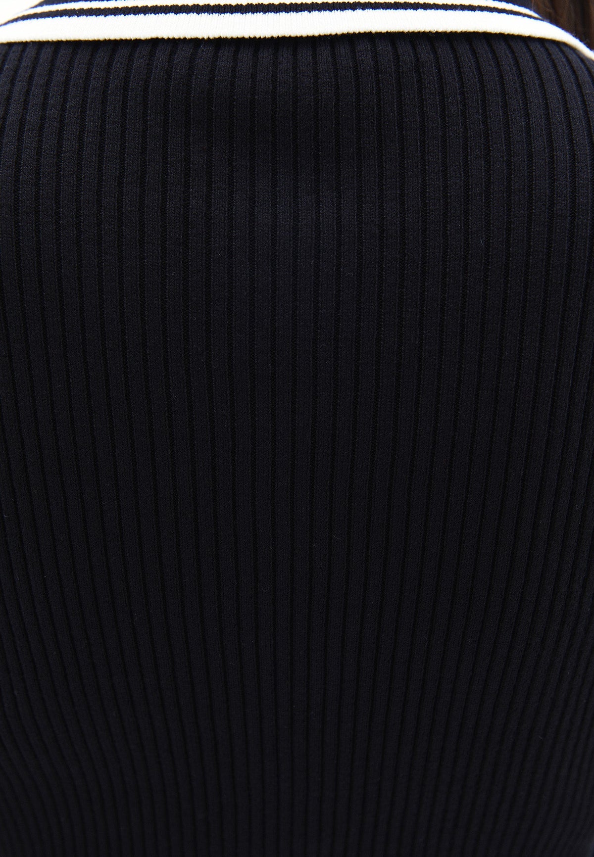 Polo Collar Raglan Sleeve Long Sleeve Sweater - BLACK/ICE MILK