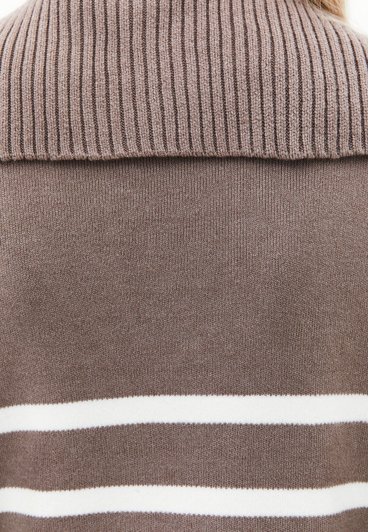 Striped Polo Collar Knit Sweater - MOREL/ICE MILK