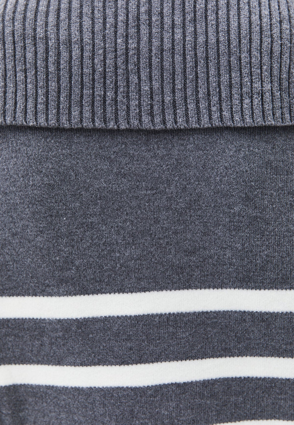 Striped Polo Collar Knit Sweater - BRUSHED NICKEL/ICE MILK