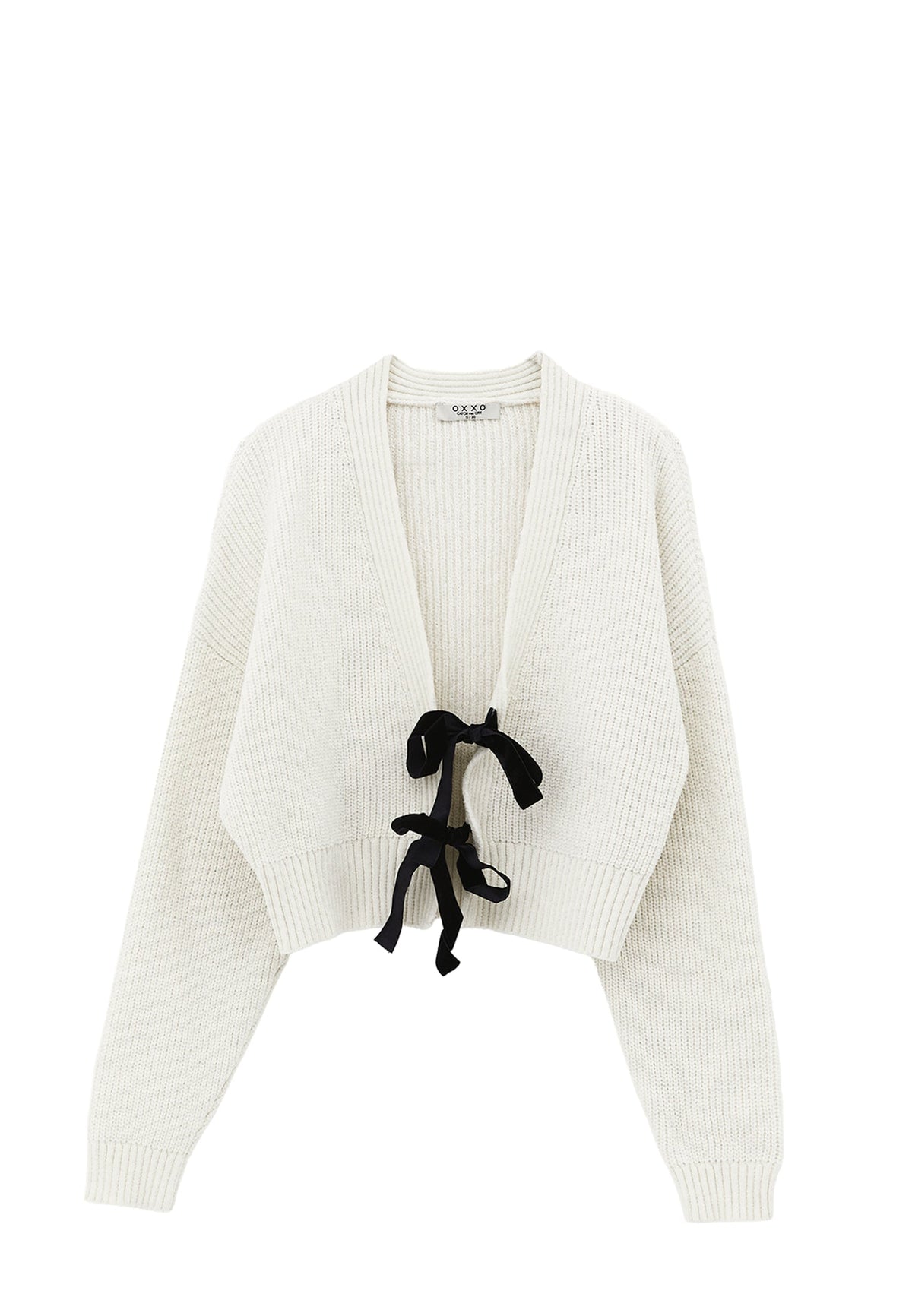 V Neck Long Sleeve Loose Cardigan - ICE MILK