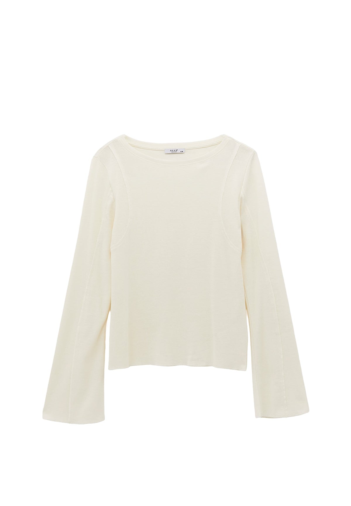 Boat Neck Slim T-Shirt - ICE MILK