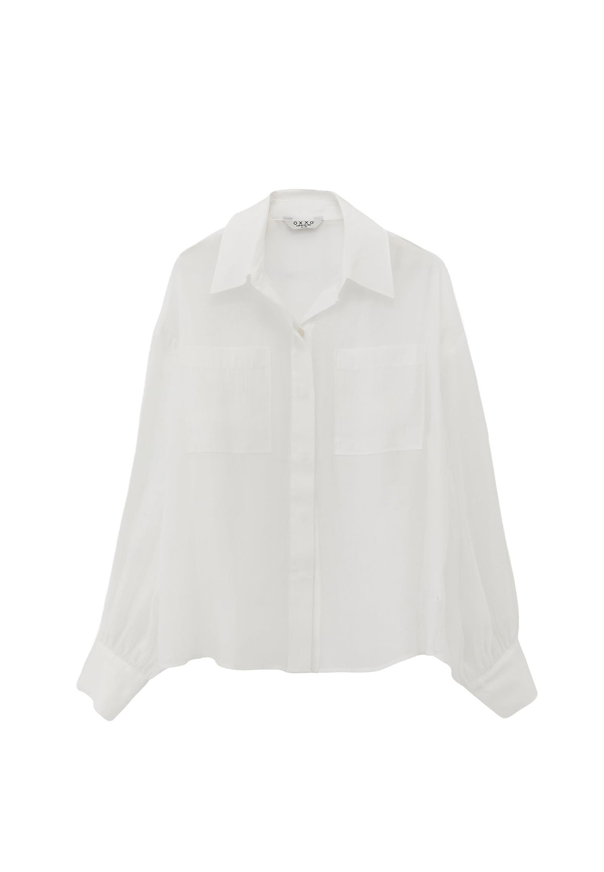 Loose Shirt With Balloon Sleeves And Pocket Detail - ICE MILK
