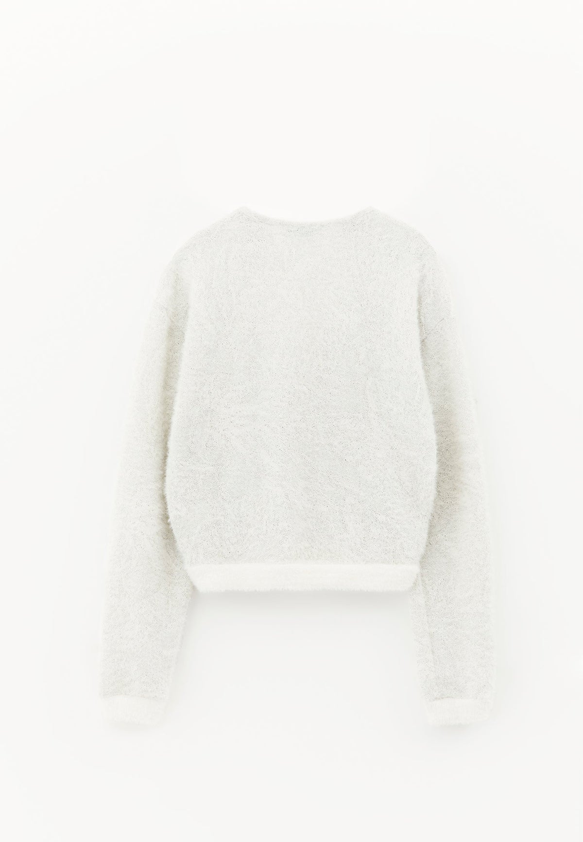 Wrap Neck Long Sleeve Knit Looking Sweater - ICE MILK