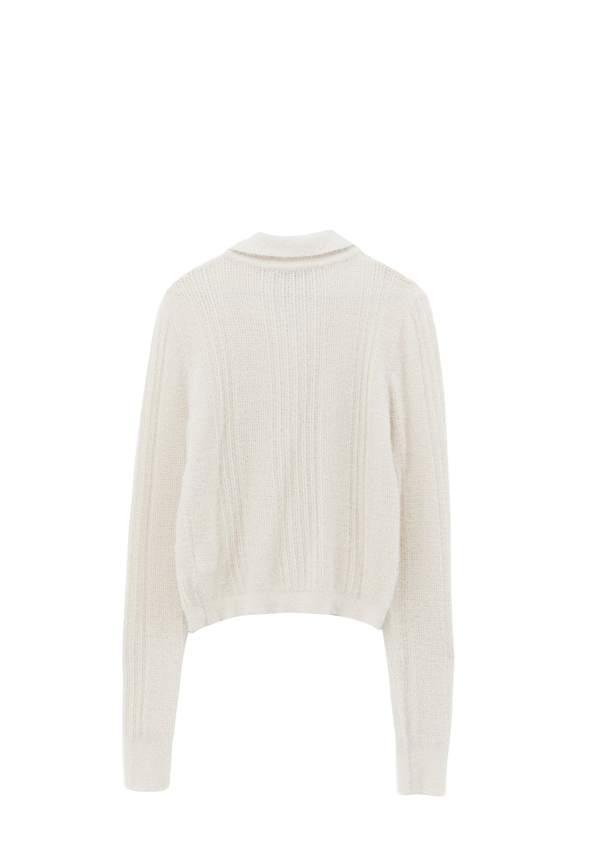 Sweater With Polo Collar And Knit Details - ICE MILK