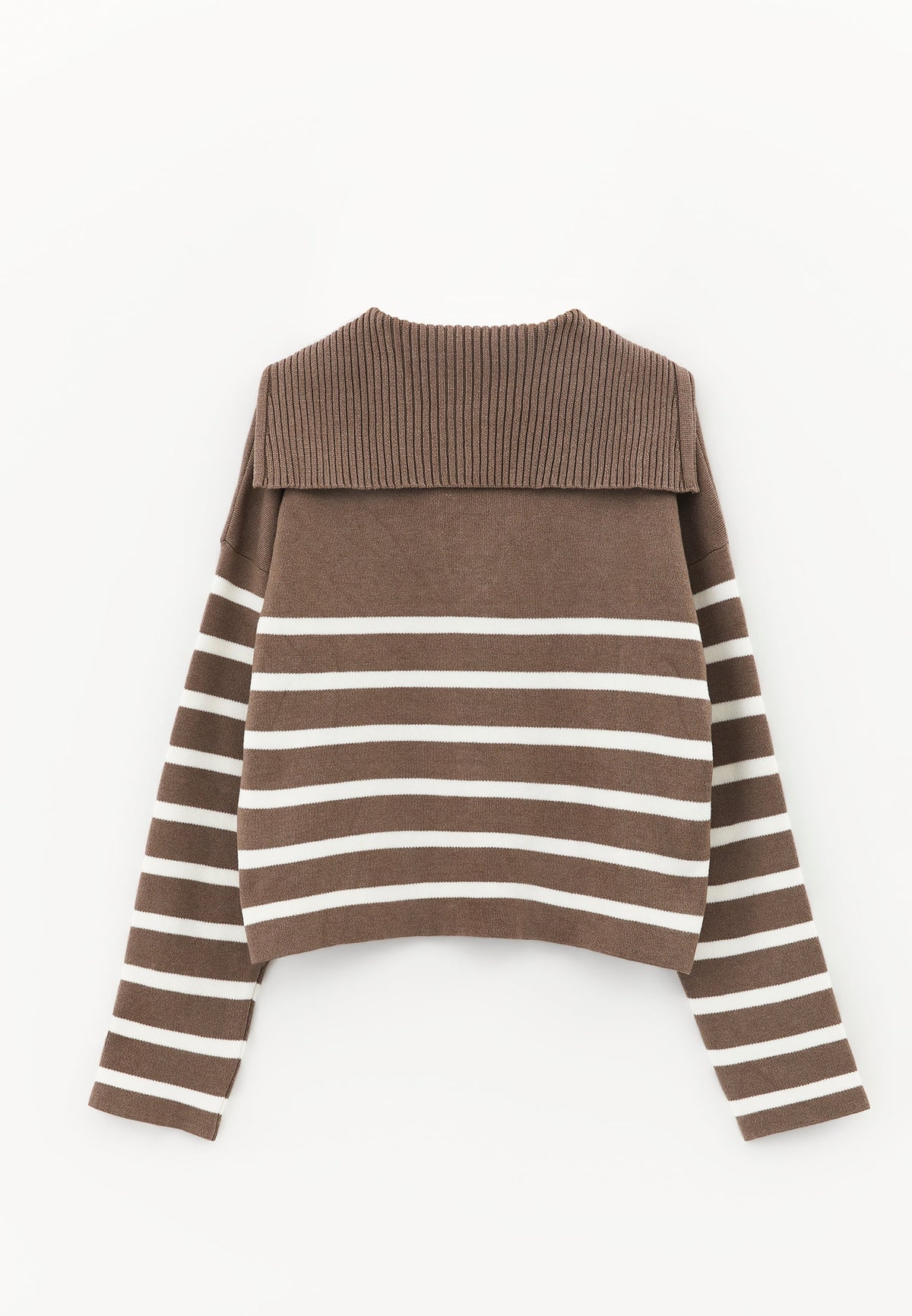 Striped Polo Collar Knit Sweater - MOREL/ICE MILK