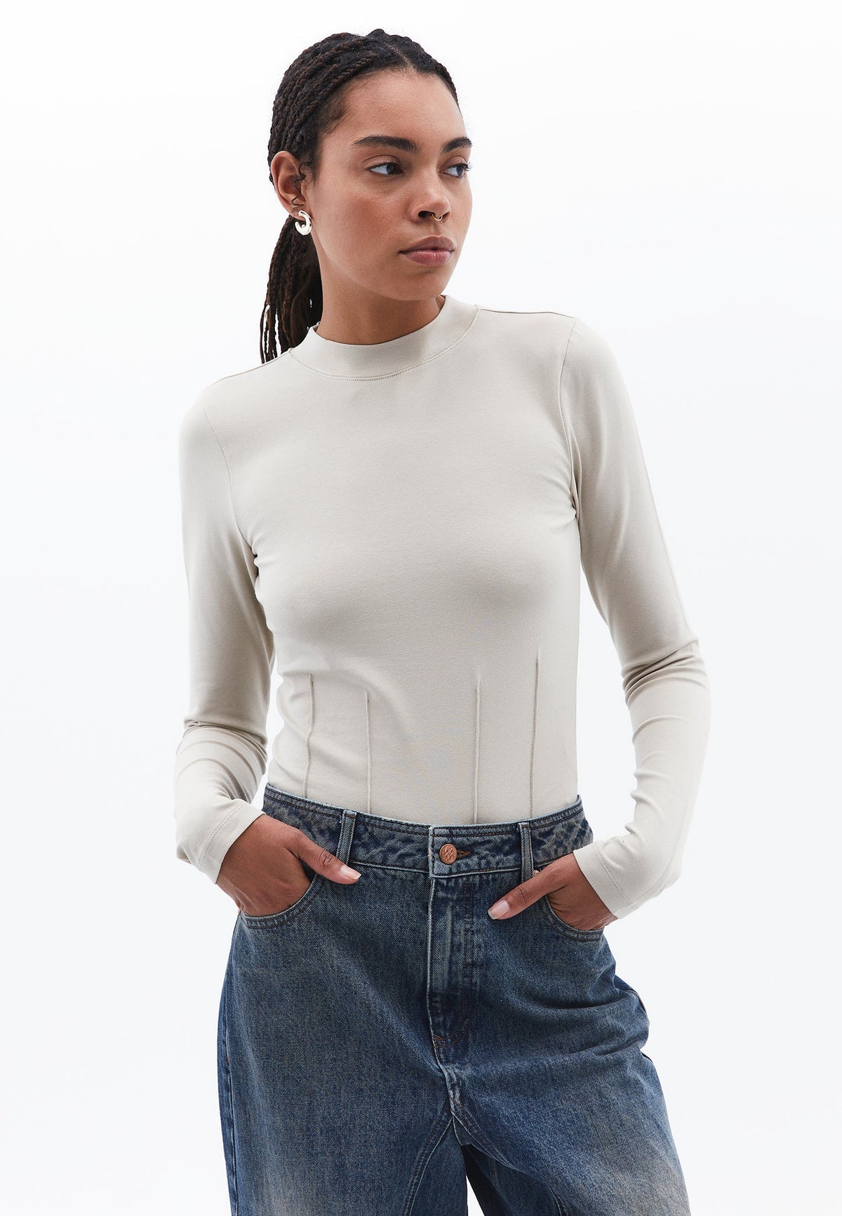 High Neck Long Sleeve T-Shirt - ISLAND FOSSIL