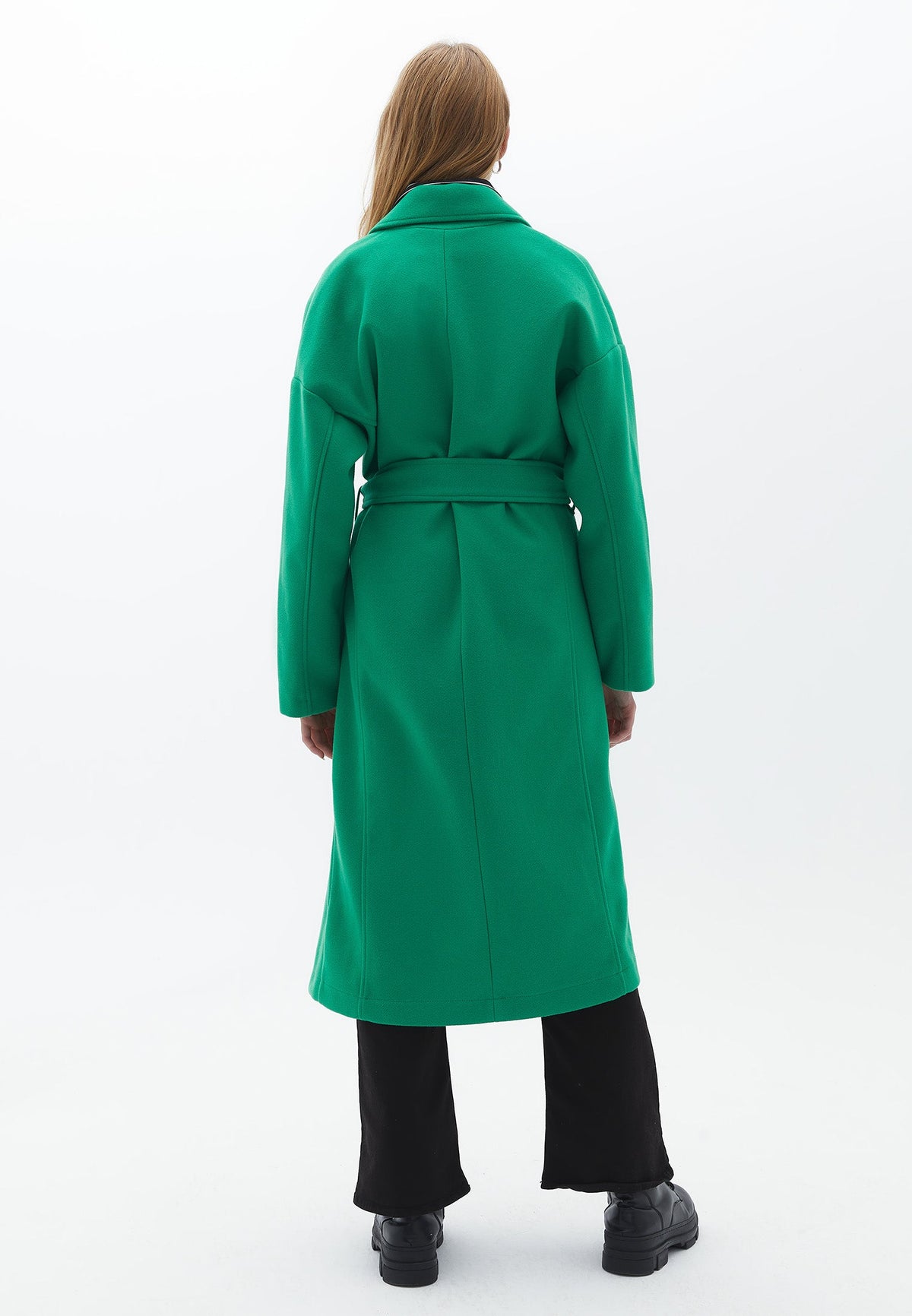 Oversize Belted Long Coat - JELLY BEAN