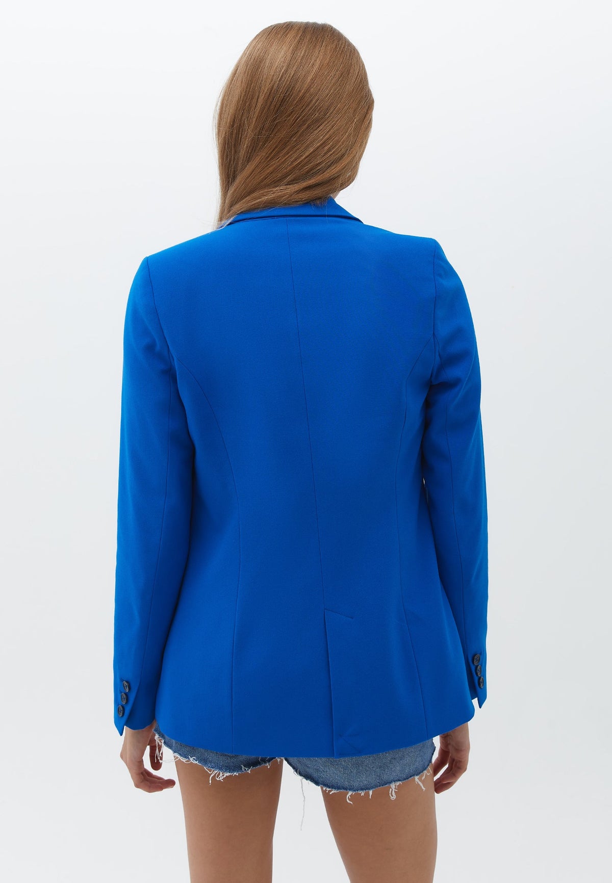 Slim Blazer With Button Details - LAPIS BLUE
