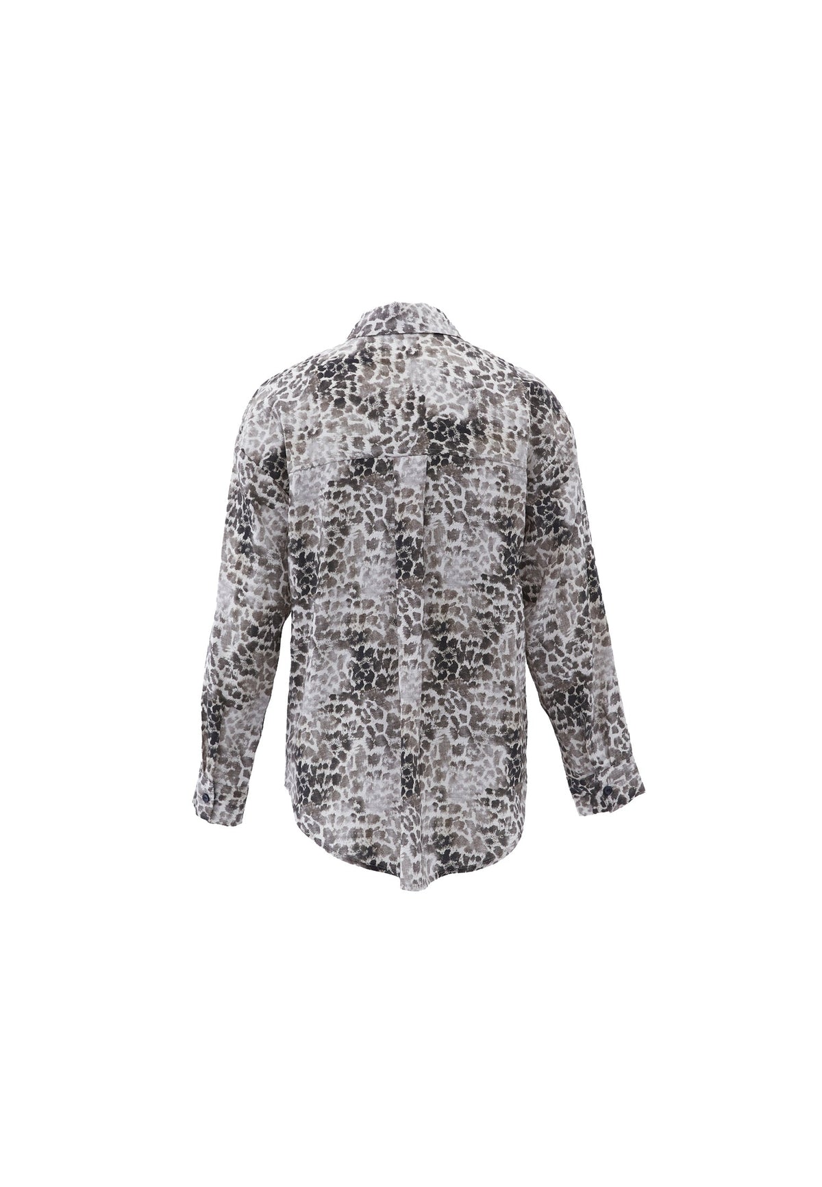 Animal Pattern Button Detailed Oversize Shirt - LEO COMB