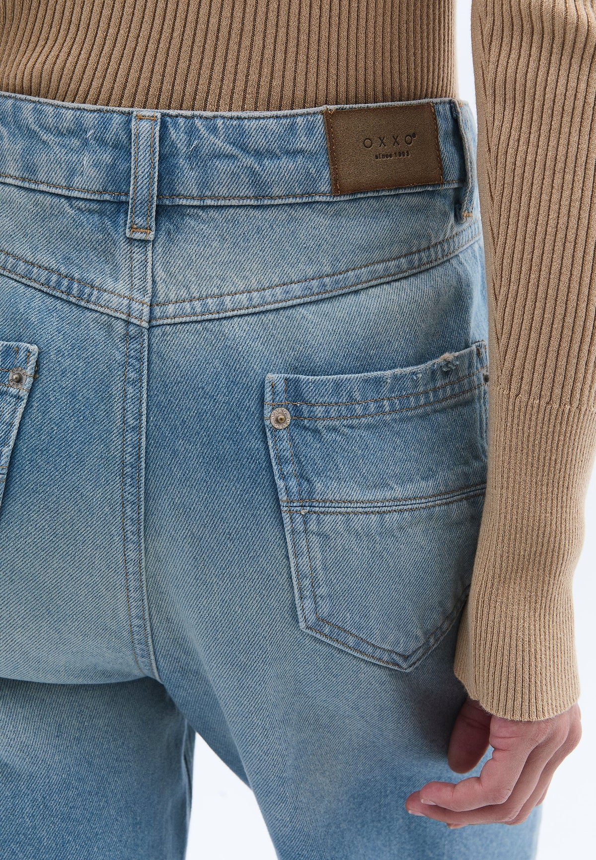 High Waist Wide Leg Denim Pants - LIGHT BLUE DENIM
