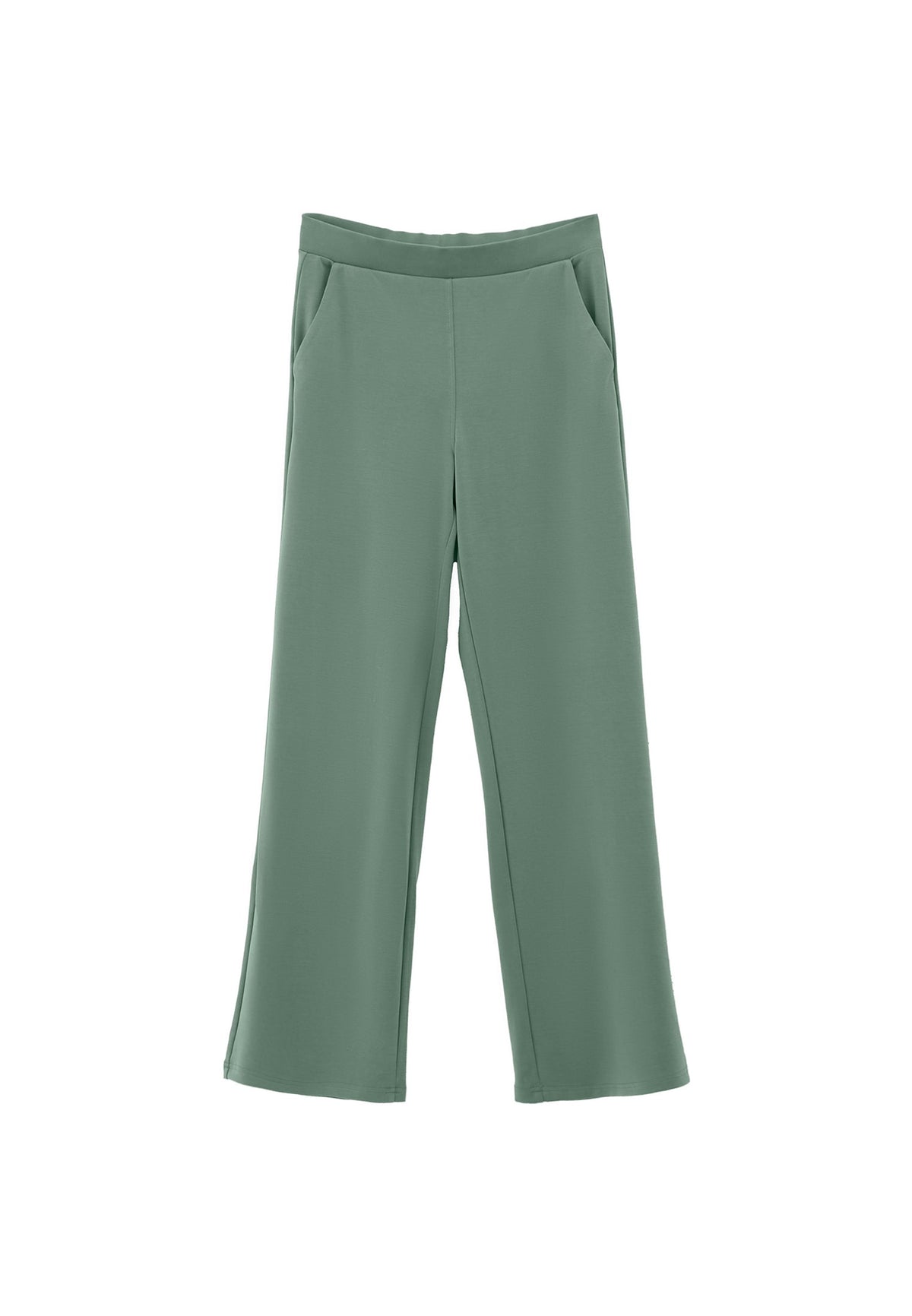 High Waist Straight Leg Elastic Waist Pants - LILY PAD
