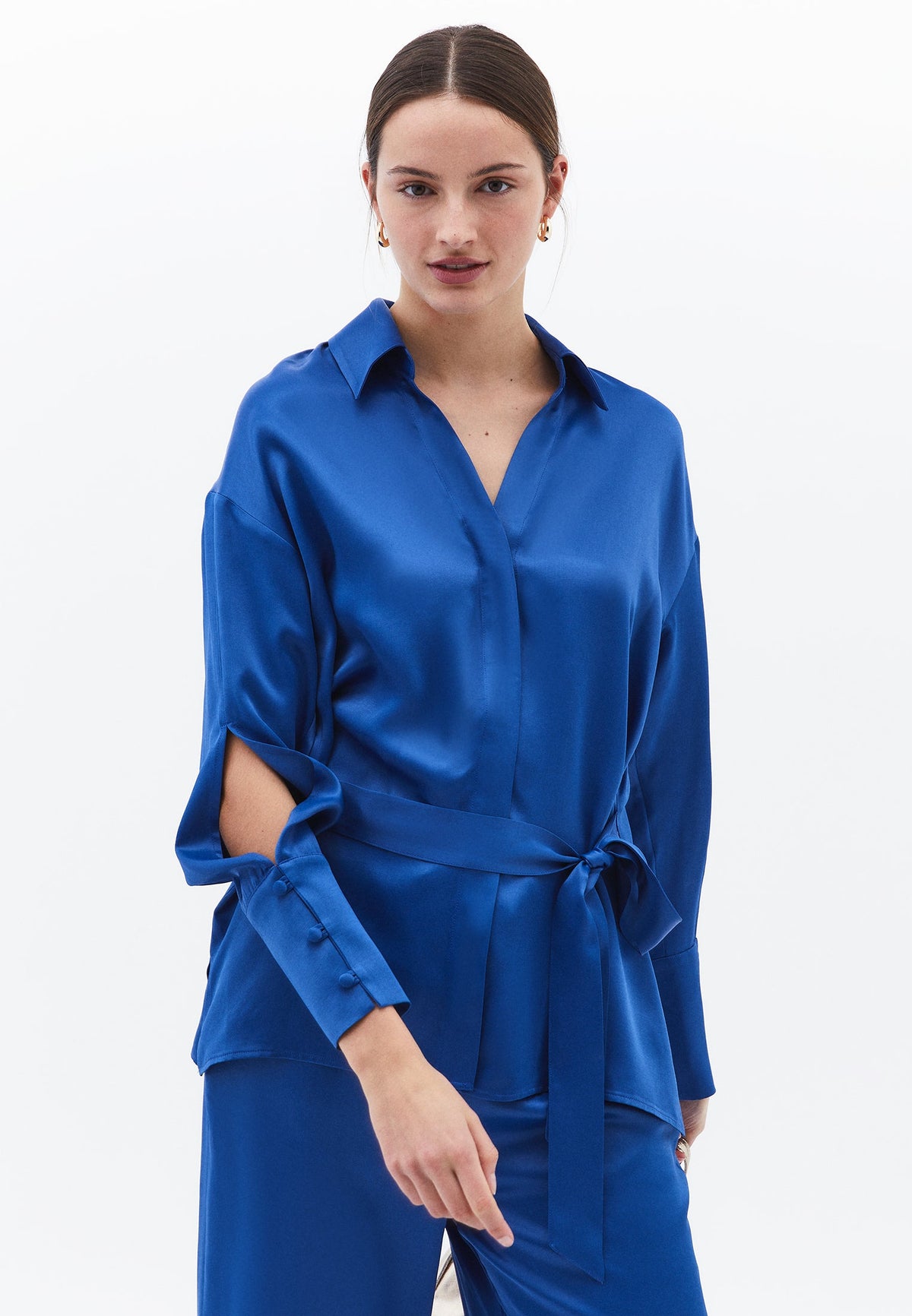 Loose Fit And Slit Belted Shirt Tunic - LIMOGES
