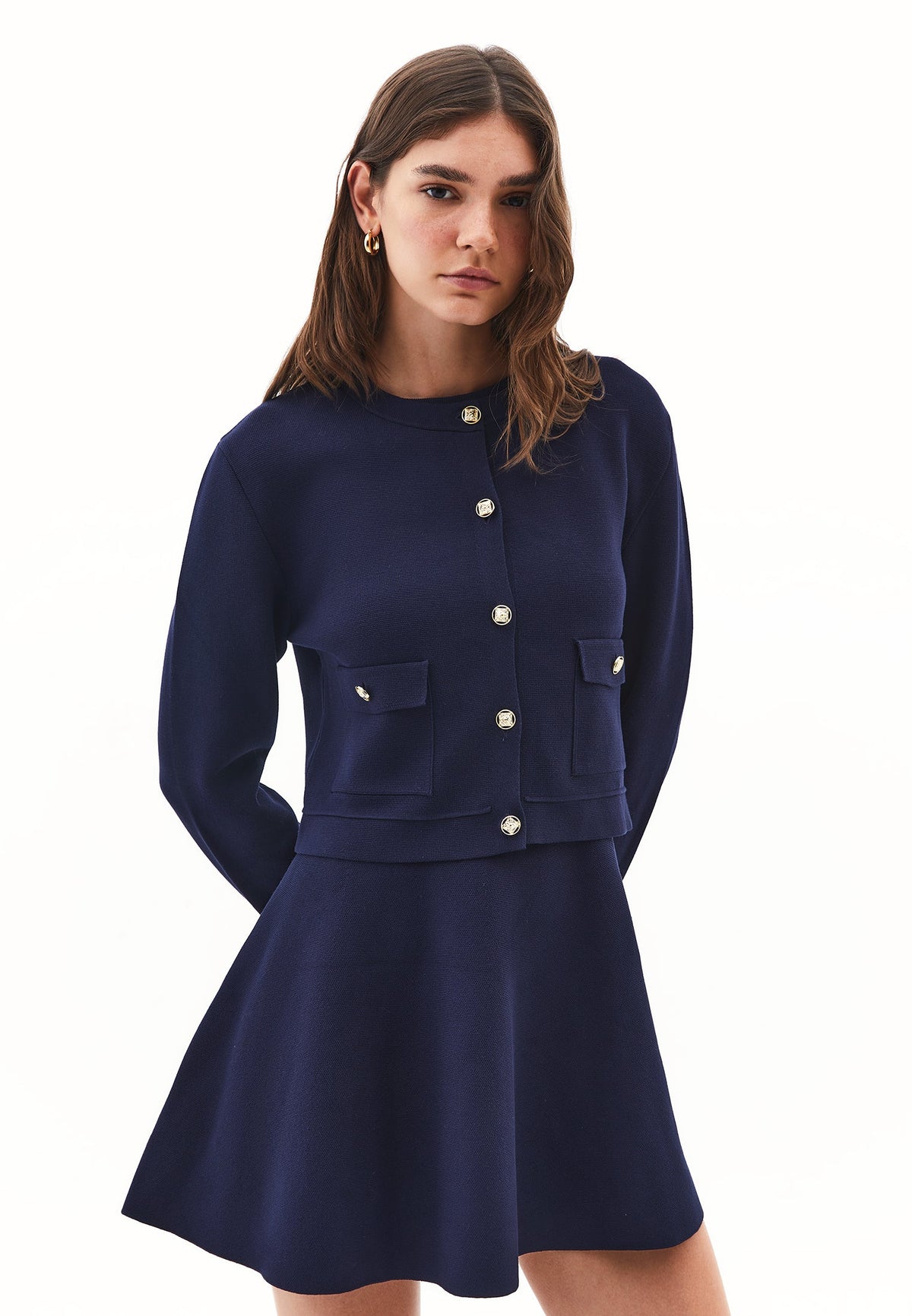 Short Cardigan With Button Details - MIDNIGHT