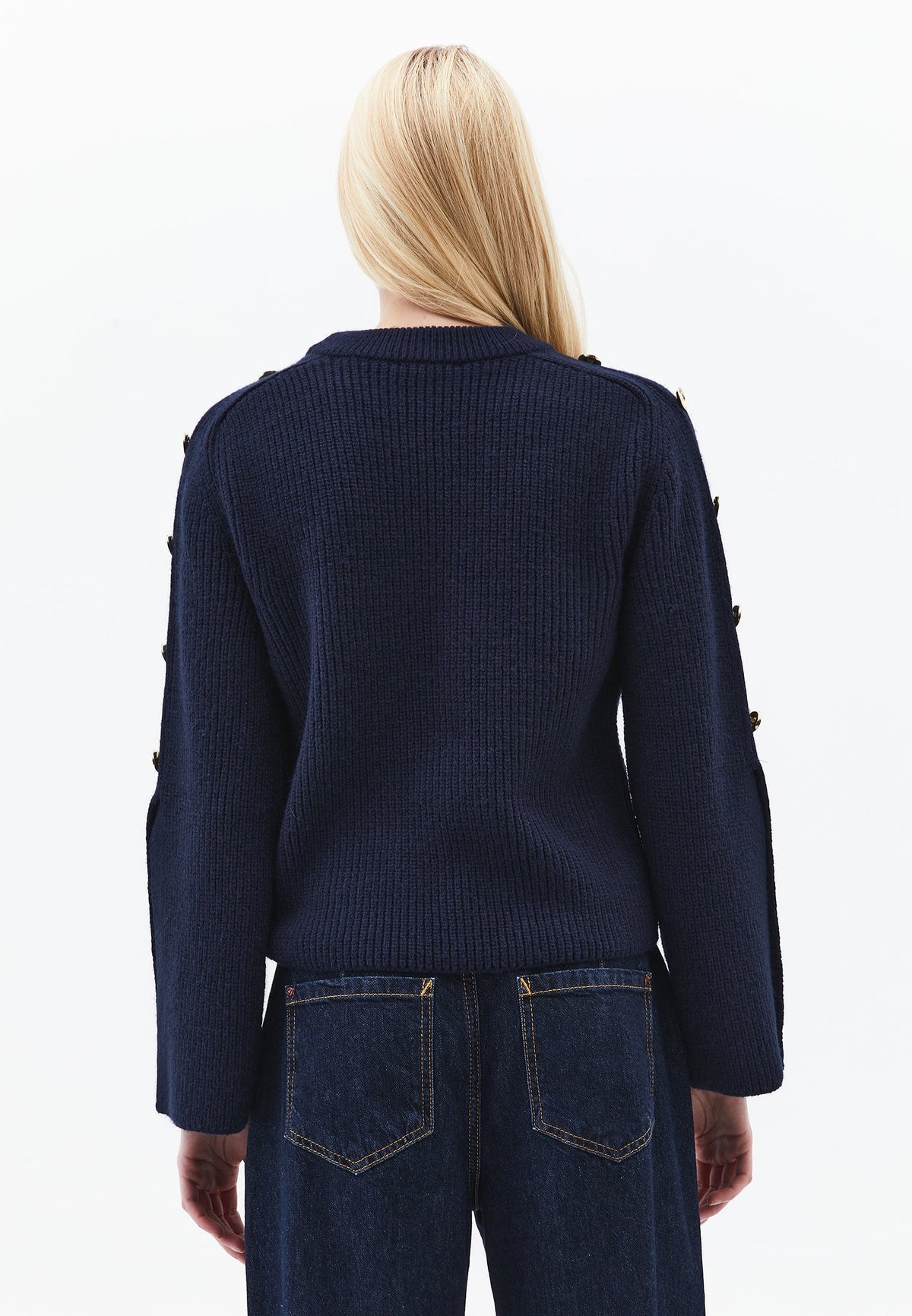 Sweater With Button Details - MIDNIGHT
