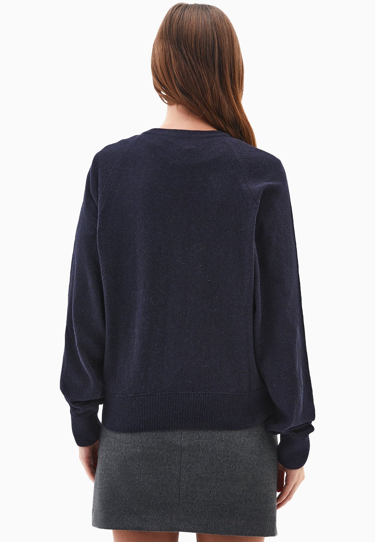 V Neck Raglan Sleeve Knit Sweater - MIDNIGHT