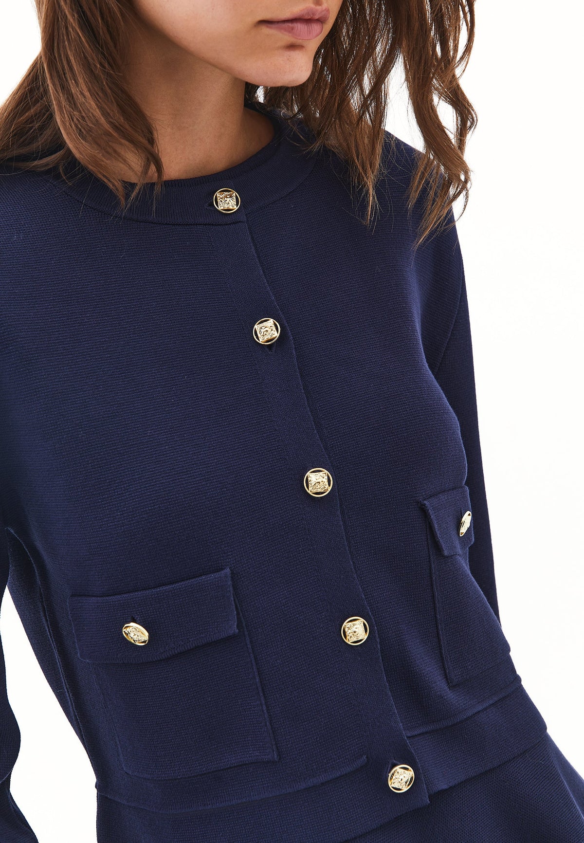 Short Cardigan With Button Details - MIDNIGHT