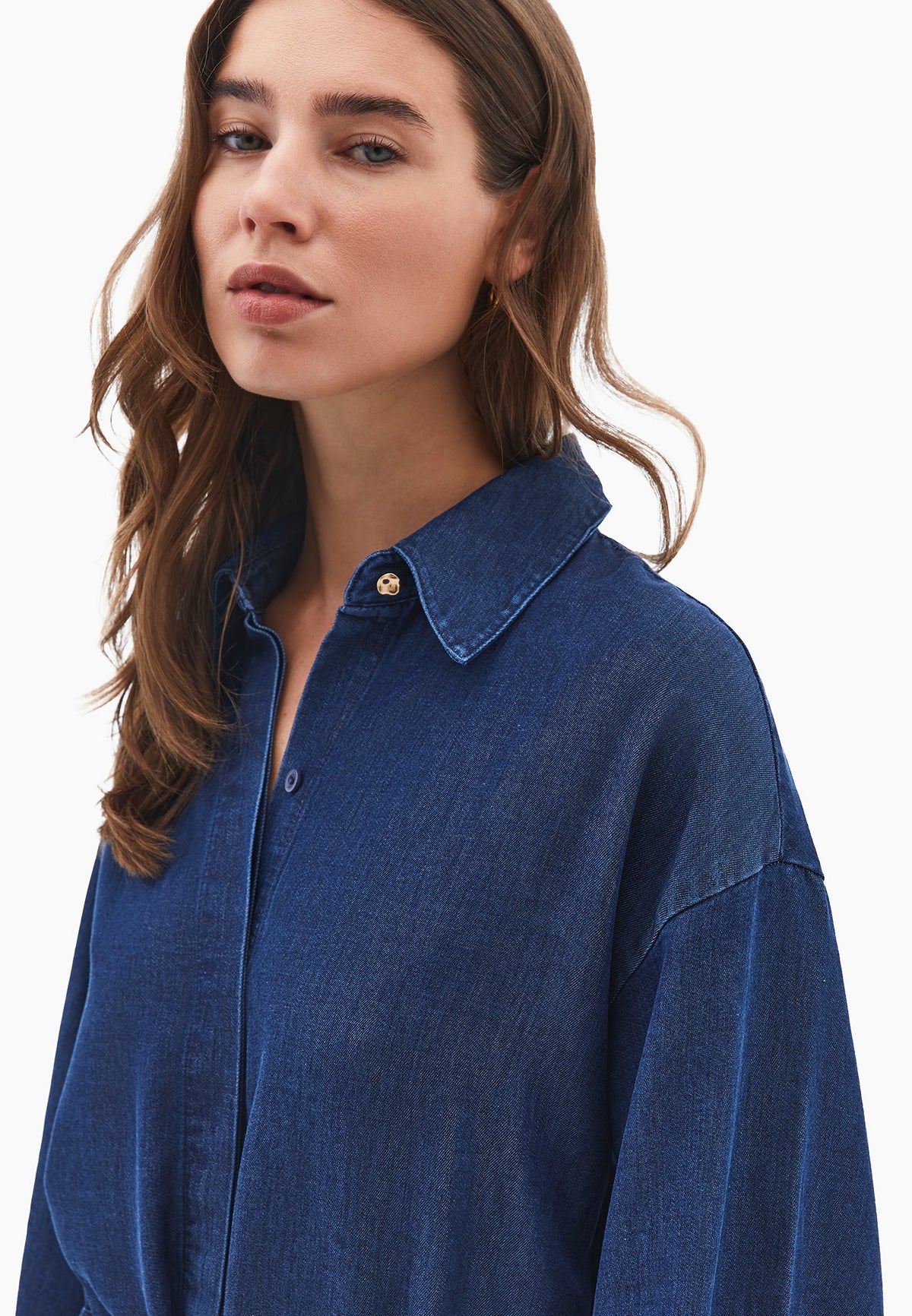 Long Tunic Shirt - MID BLUE DENIM